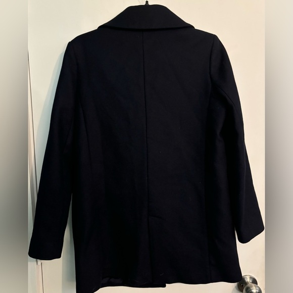 Massimo Dutti Womens Navy Wool Blend Sz 8 Coat 6403 Pockets Hidden Closure - Picture 2 of 11